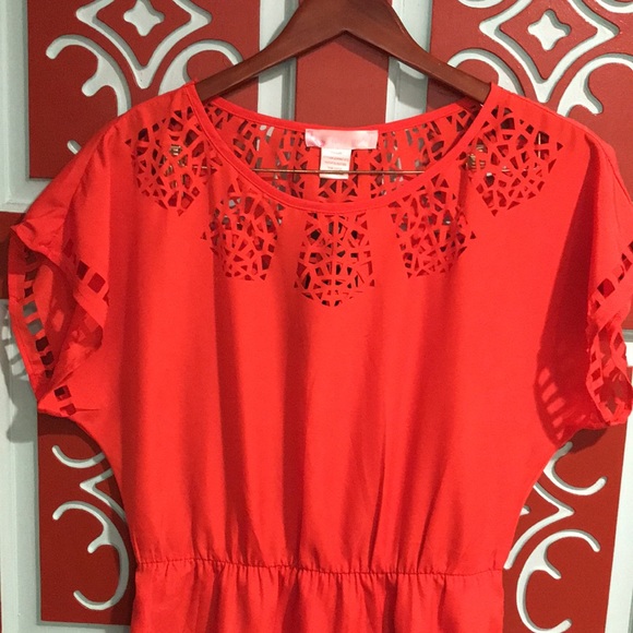 Red/Orange Cut Out Dress Size Medium - Picture 5 of 12